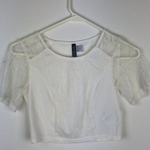 H&M White Lace Crop Top